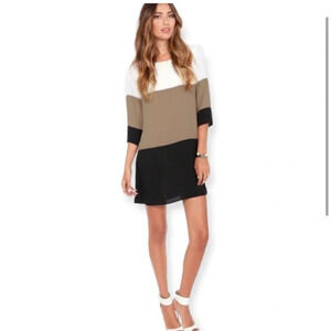 Citrus Grove Taupe Colorblock Shift Dress Women’s size S